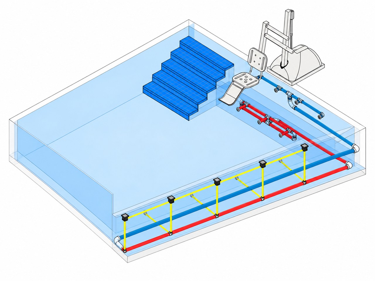 Projeto hidráulico de piscina acessível